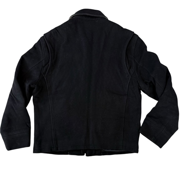 Banana Republic Men’s Large Black Wool Cashmere Blend Zip Jacket Minimalist Coat - Picture 3 of 5